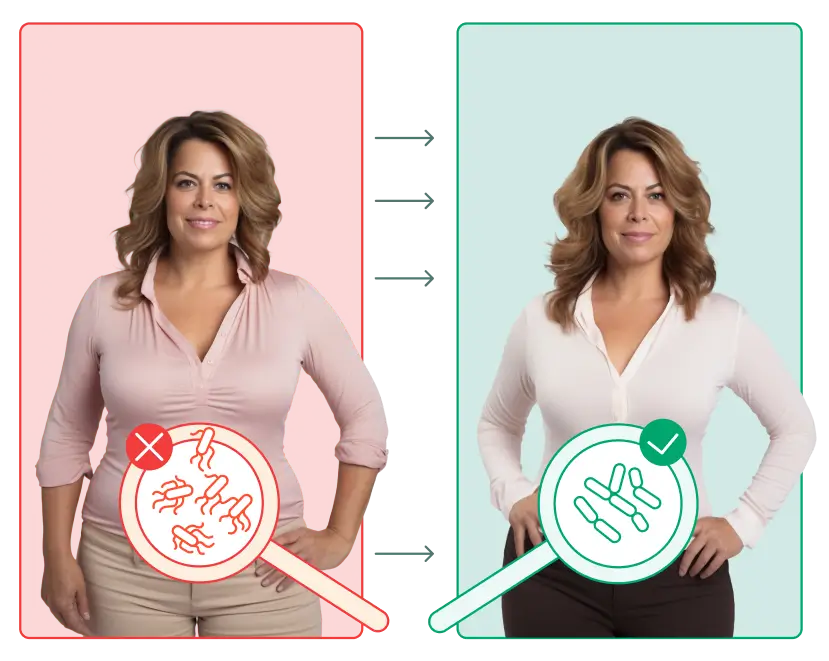 Healthy vs. imbalanced gut microbiome illustration